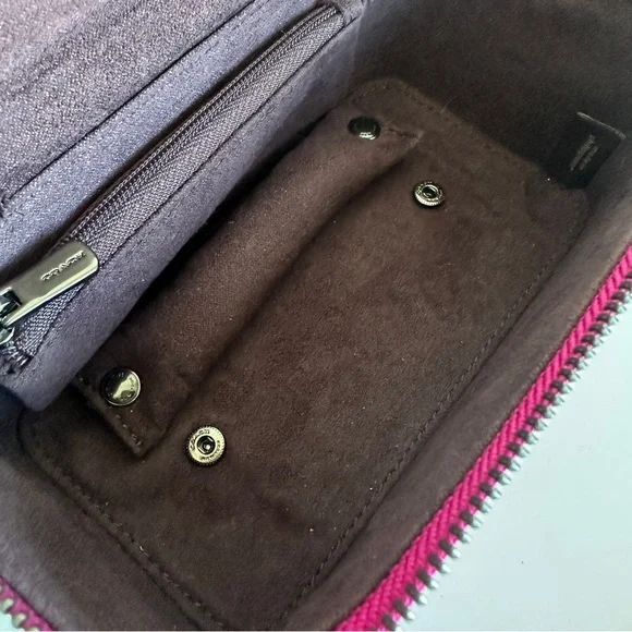 Coach Vanity Case Handled Zip Jewelry Travel Box Metallic Pink - Picture 12 of 16